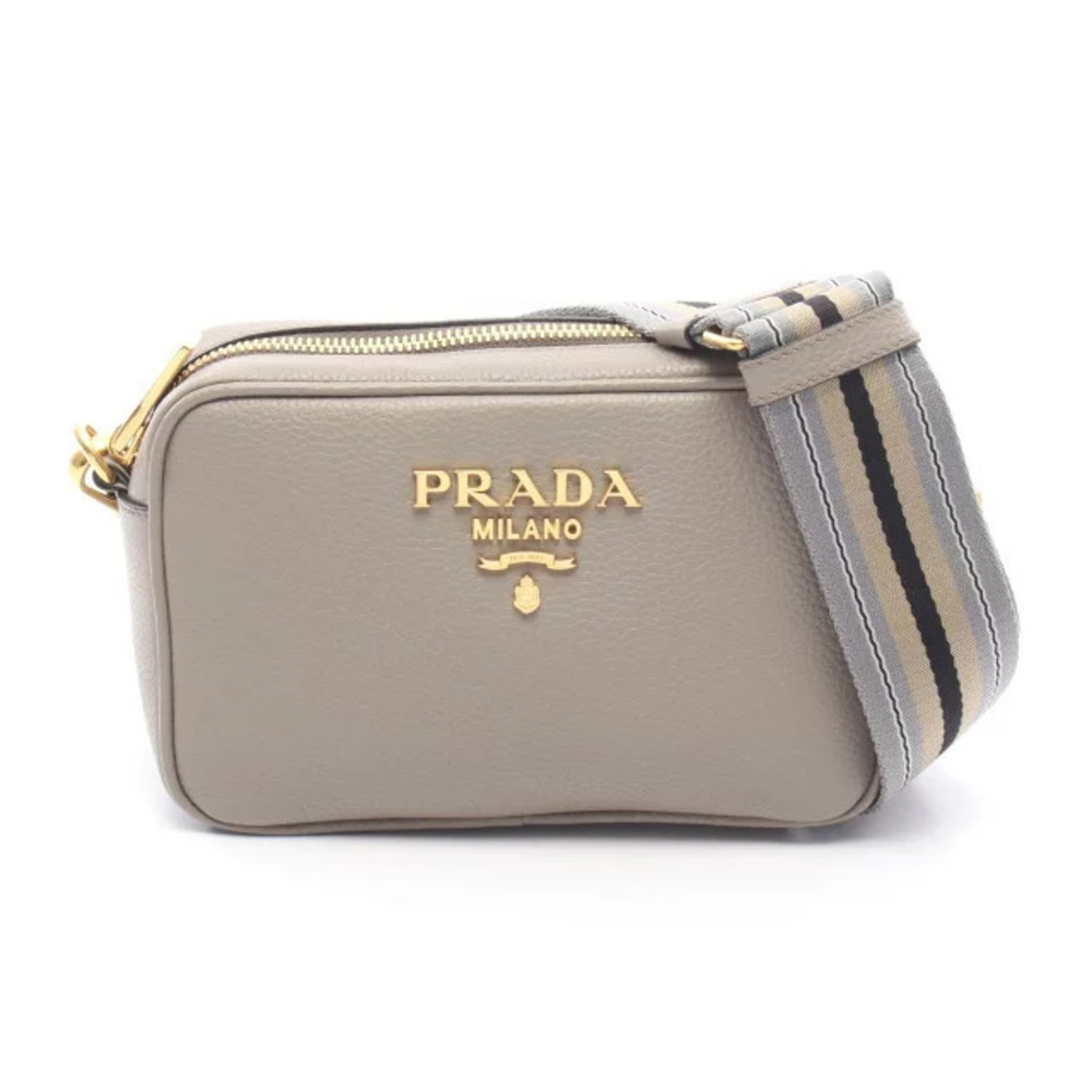 Prada VITELLO PHEXIX Shoulder Bag Leather Beige Cream
